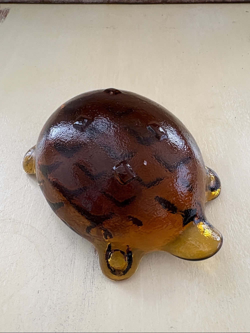 Vintage Amber Brown Glass turtle paperweight 1.55lbs